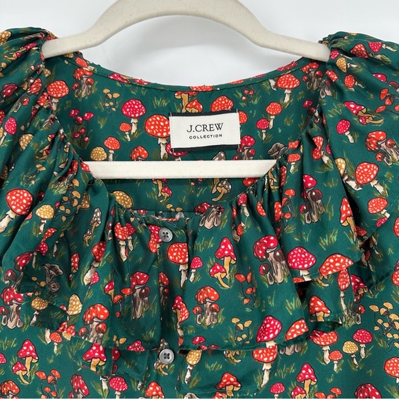 J. Crew Collection Mushroom Silk Ruffle Collar Blouse - Picture 4 of 8